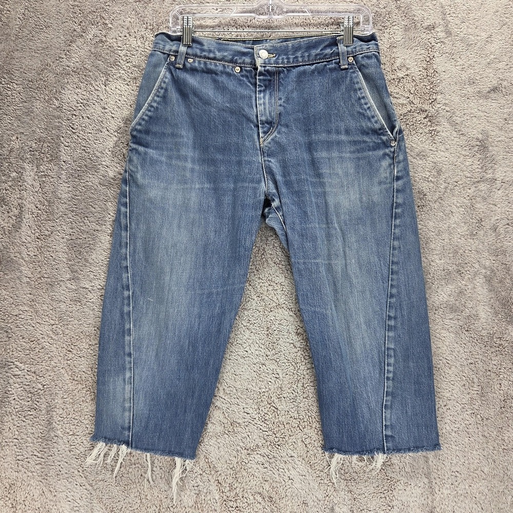 Vintage Levis Engineered Shorts Mens 30 Blue Twisted Zip Fly Jeans Jorts Raw Hem